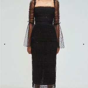 Self portrait black dot midi dress